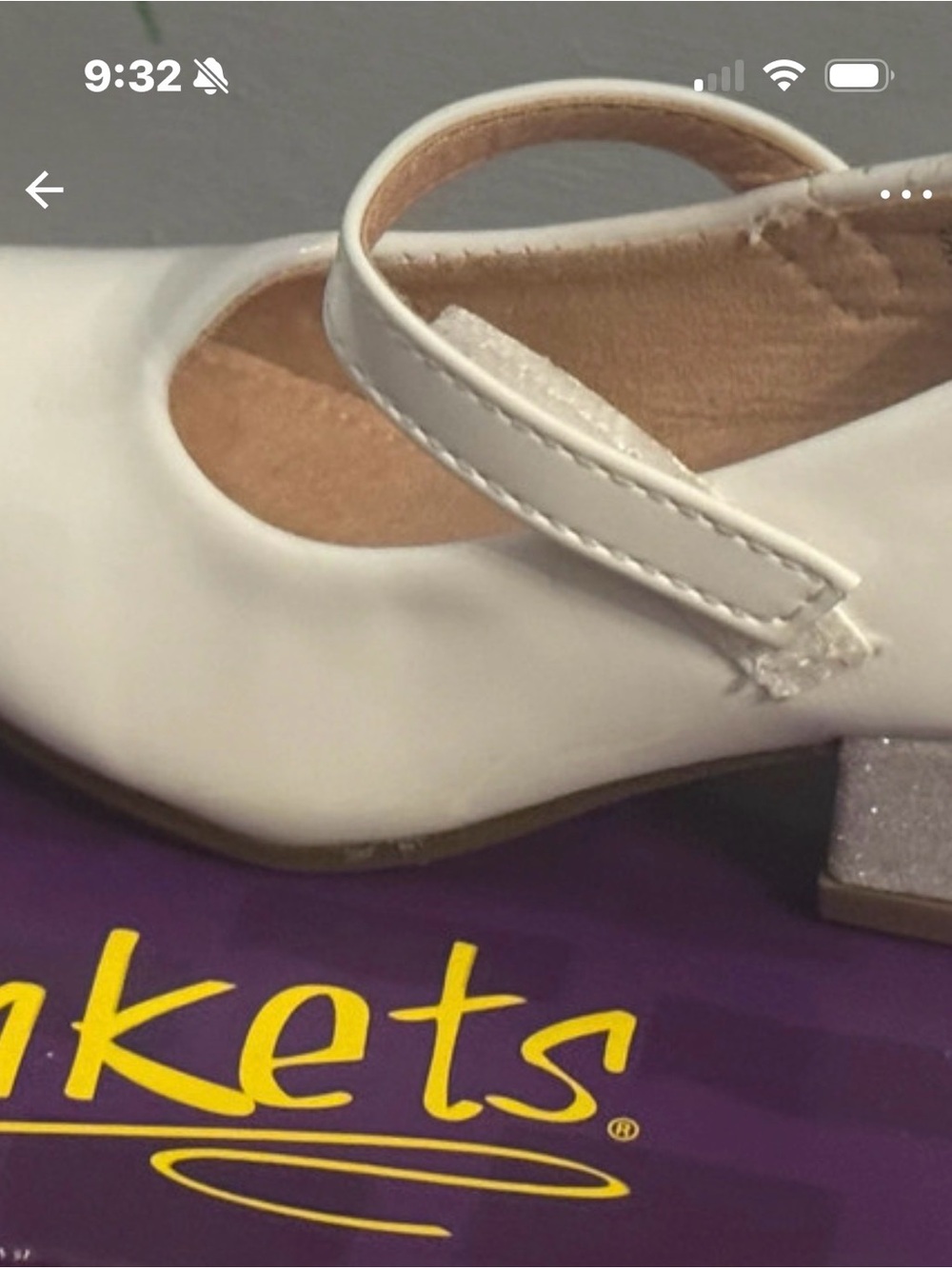 Girls' White Mary Jane Dress Shoes with Sparkle Heel